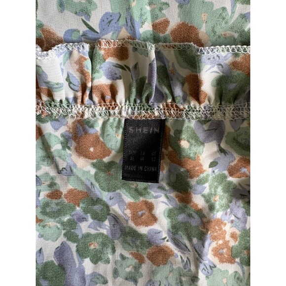 SHEIN Blouse Ruffle Short-Sleeved Green Floral Pattern Top Size XL - Picture 5 of 5